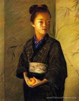 Portrait d'une jeune fille avec une orange Portrait d'une jeune fille avec une orange
