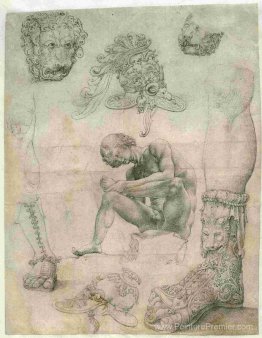 Feuille avec une étude après le spinario et d'autres sculptures Feuille avec une étude après le spinario et d'autres sculptures