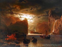 Pêche près du fjord par Moonlight Pêche près du fjord par Moonlight