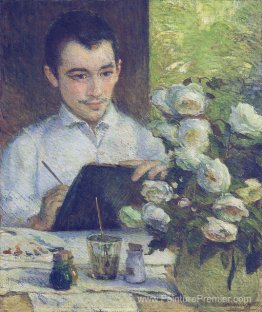 Pierre Bracquemond peignant un bouquet de fleurs Pierre Bracquemond peignant un bouquet de fleurs
