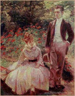 Le fils et la sœur de l'artiste dans le jardin à Sersres Le fils et la sœur de l'artiste dans le jardin à Sersres