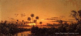 Scène de la rivière Floride: en début de soirée, après le couche Scène de la rivière Floride: en début de soirée, après le couche