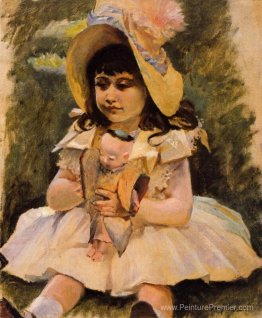 Petite fille avec une poupée japonaise Petite fille avec une poupée japonaise