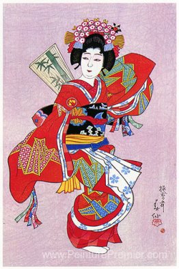 Nakamura Tomijuro comme Kamuro dans la danse de Hane no Kamuro Nakamura Tomijuro comme Kamuro dans la danse de Hane no Kamuro
