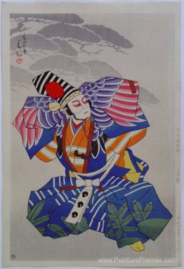 Ichikawa Danshiro en tant que danseur de Sanbasô en Blue Kimono Ichikawa Danshiro en tant que danseur de Sanbasô en Blue Kimono
