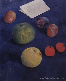 Fruit sur une nappe bleu Fruit sur une nappe bleu