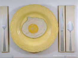 Œuf sur assiette avec couteau, fourche et cuillère Œuf sur assiette avec couteau, fourche et cuillère