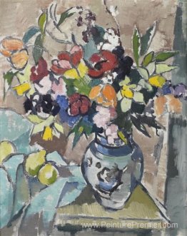 Nature morte avec vase de fleurs et d'agrumes Nature morte avec vase de fleurs et d'agrumes