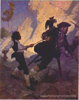 Jim, Long John Silver et son perroquet Jim, Long John Silver et son perroquet