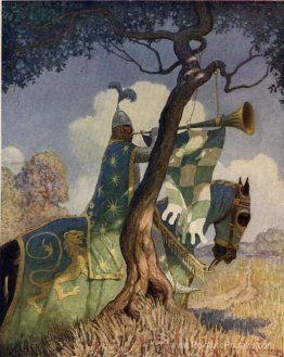 Le chevalier vert se préparant à combattre Sir Beaumains Le chevalier vert se préparant à combattre Sir Beaumains