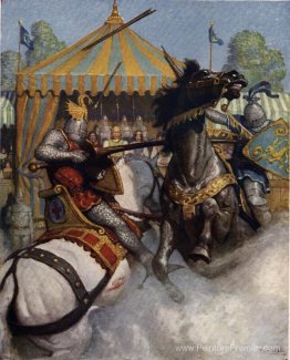 Le frein de lance de Sir Mador en morceaux, mais la lance de l'a Le frein de lance de Sir Mador en morceaux, mais la lance de l'a