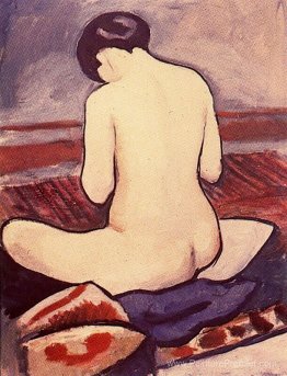Femme assise avec un oreiller Femme assise avec un oreiller