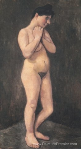 Femme debout nue, ses bras situés devant la poitrine Femme debout nue, ses bras situés devant la poitrine