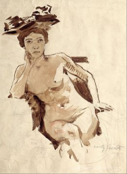 Semi-nude femelle avec un chapeau Semi-nude femelle avec un chapeau