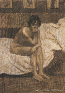 Femme nue assise sur le lit Femme nue assise sur le lit