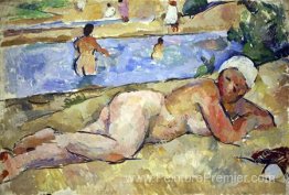 La femme sur la rive de la rivière La femme sur la rive de la rivière