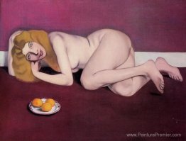 Femme blonde nue avec des mandarines Femme blonde nue avec des mandarines