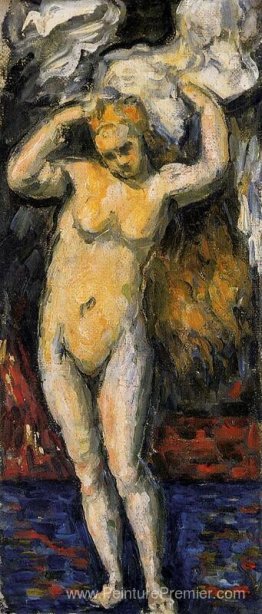 Bather debout, séchant ses cheveux Bather debout, séchant ses cheveux