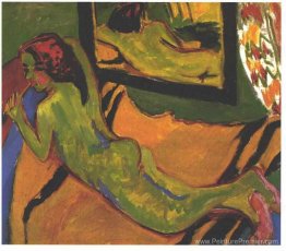 Femme couchée nue devant un miroir Femme couchée nue devant un miroir