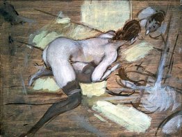 Femme nue allongée sur des coussins jaunes Femme nue allongée sur des coussins jaunes