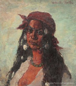 Femme gitane avec collier et pipe Femme gitane avec collier et pipe