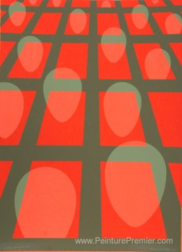 Sans titre - Visages dans une grille (rouge) Sans titre - Visages dans une grille (rouge)