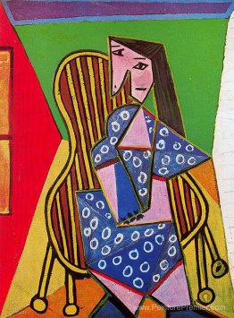 Femme en fauteuil rayé Femme en fauteuil rayé