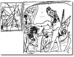 Blind Minotaur est guidé par la fille Blind Minotaur est guidé par la fille