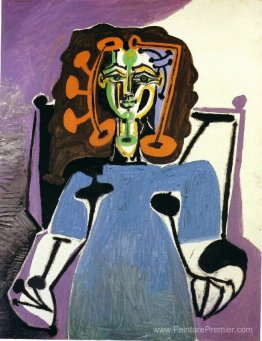 Françoise assise avec robe bleue Françoise assise avec robe bleue