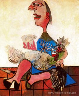 Femme avec du coq Femme avec du coq