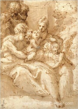 Sainte Famille avec des bergers et des anges Sainte Famille avec des bergers et des anges