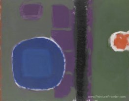 Peinture verte et violette avec disque bleu: mai 1960 Peinture verte et violette avec disque bleu: mai 1960