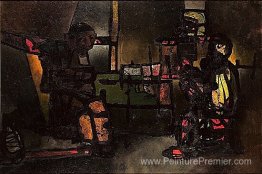 Regrant Devisant AVec Son Ami Le Rabbin, Le Soir dans son fils A Regrant Devisant AVec Son Ami Le Rabbin, Le Soir dans son fils A