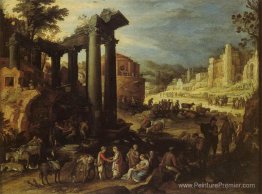 Le Campo Vaccino avec une femme gitane lisant une paume Le Campo Vaccino avec une femme gitane lisant une paume