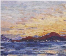 Montagnes et mer au coucher du soleil Montagnes et mer au coucher du soleil
