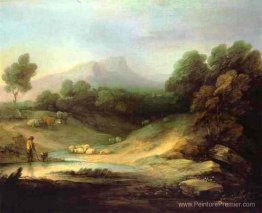 Paysage de montagne avec berger Paysage de montagne avec berger