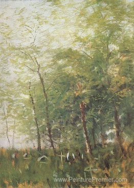 Edge d'une forêt avec des croix Edge d'une forêt avec des croix