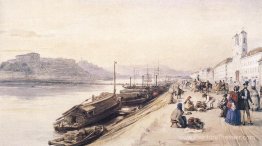 Quay du Danube avec l'église grecque en 1843 Quay du Danube avec l'église grecque en 1843