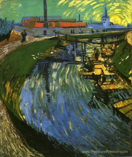Le canal Roubine du Roi avec une laveuse Le canal Roubine du Roi avec une laveuse