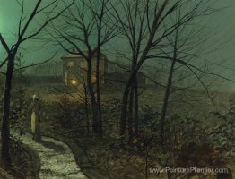 Femme sur un chemin par un chalet Femme sur un chemin par un chalet