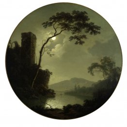 Lac avec château sur une colline Lac avec château sur une colline