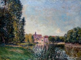 Loing River and Church à Moret Loing River and Church à Moret