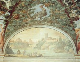 Paysage avec des bateaux sur une rivière Paysage avec des bateaux sur une rivière