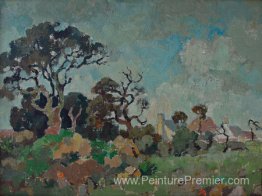 Paysage avec des arbres et des maisons Paysage avec des arbres et des maisons