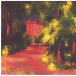 Maison rouge dans le parc Maison rouge dans le parc