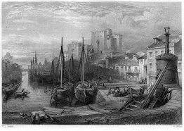 Castle Rushen, Castleton, île de l'homme, gravure de William Mil Castle Rushen, Castleton, île de l'homme, gravure de William Mil