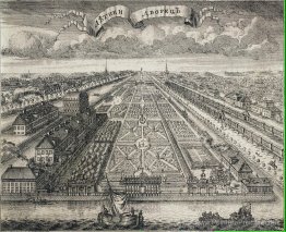 Vue des jardins d'été depuis la rivière Neva Vue des jardins d'été depuis la rivière Neva