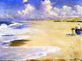 Marie Krøyer peignant sur la plage de Stenbjerg Marie Krøyer peignant sur la plage de Stenbjerg