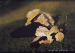 Mlle Mary et Edeltrude allongées dans l'herbe Mlle Mary et Edeltrude allongées dans l'herbe
