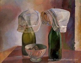 Nature morte avec des bouteilles et des bonnets breton Nature morte avec des bouteilles et des bonnets breton